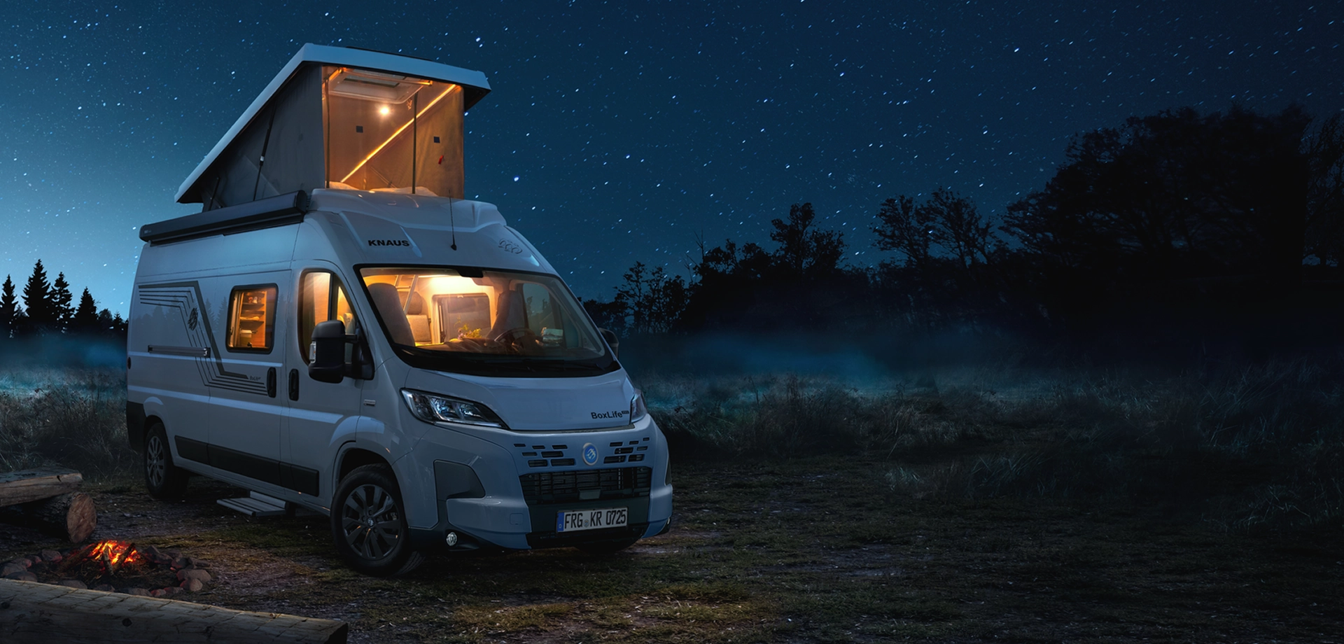 wohnmobil campen bei nacht